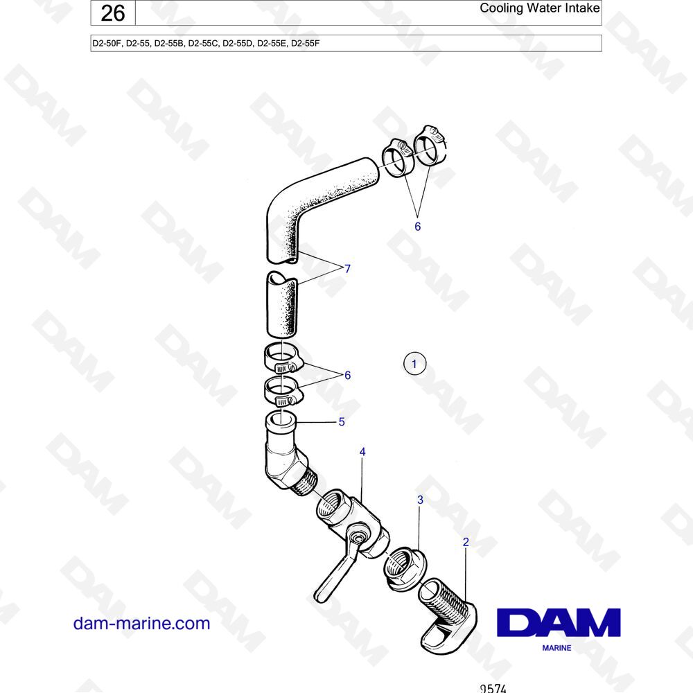 Spare parts and exploded views for Volvo Penta D255